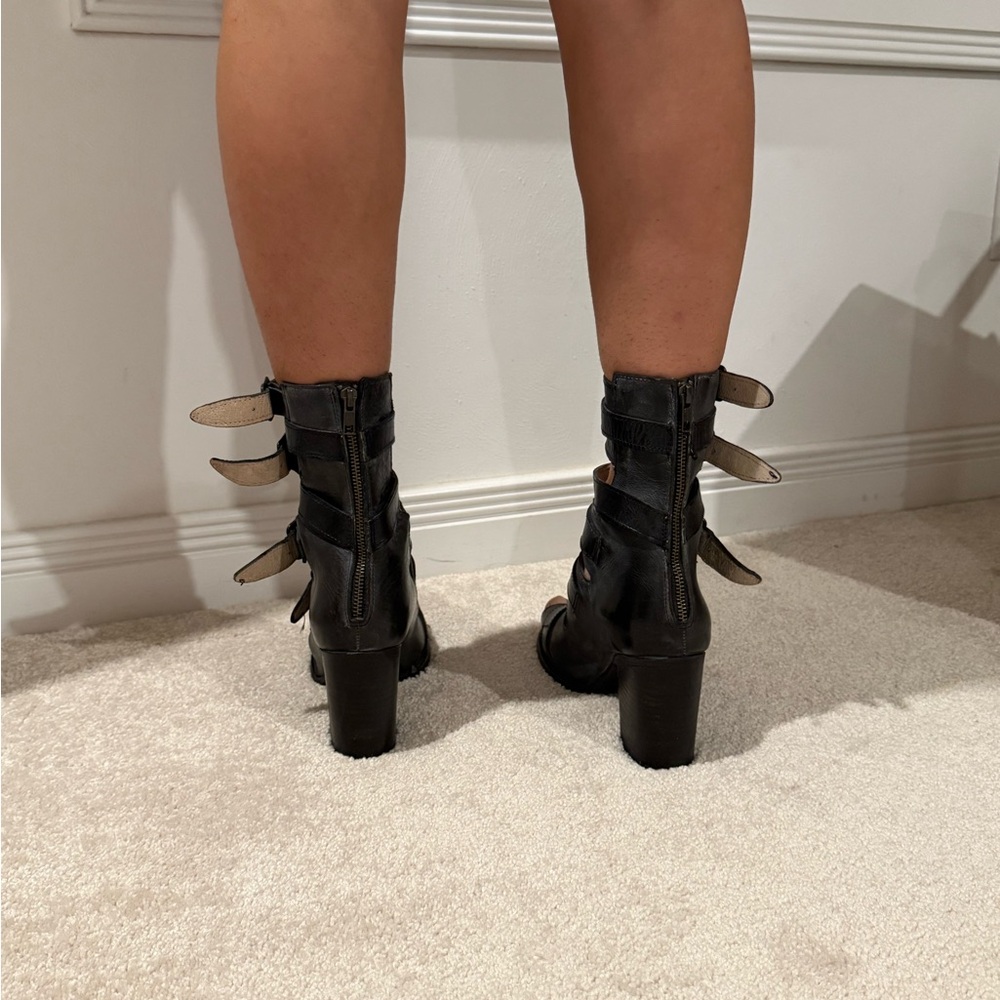 Freebird Bond by Steven Black Buckle Up Boots 10 Leather Whitewash - Picture 3 of 7
